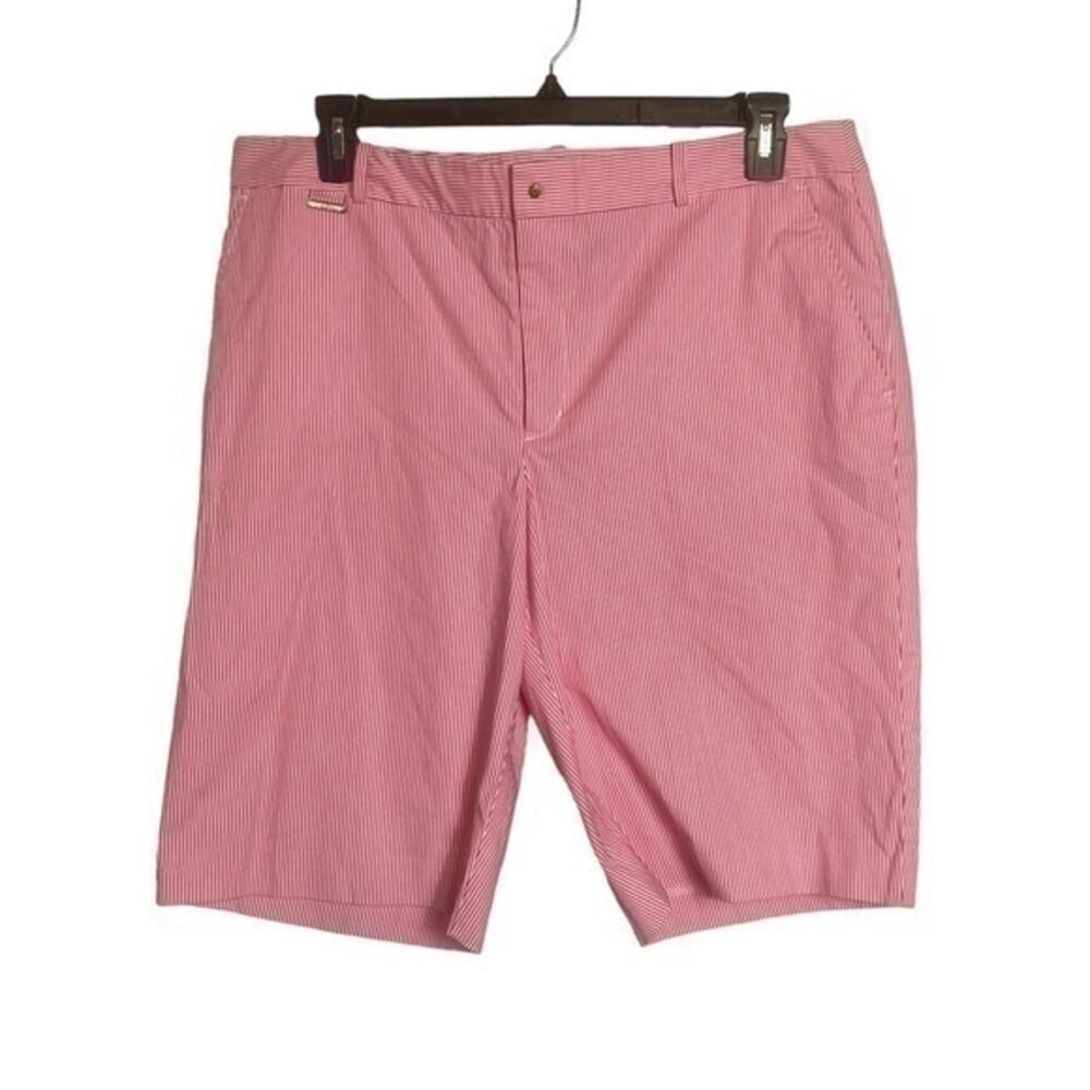 Lauren Ralph Lauren pink striped cotton shorts. Stretch. Size 16